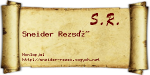 Sneider Rezső névjegykártya